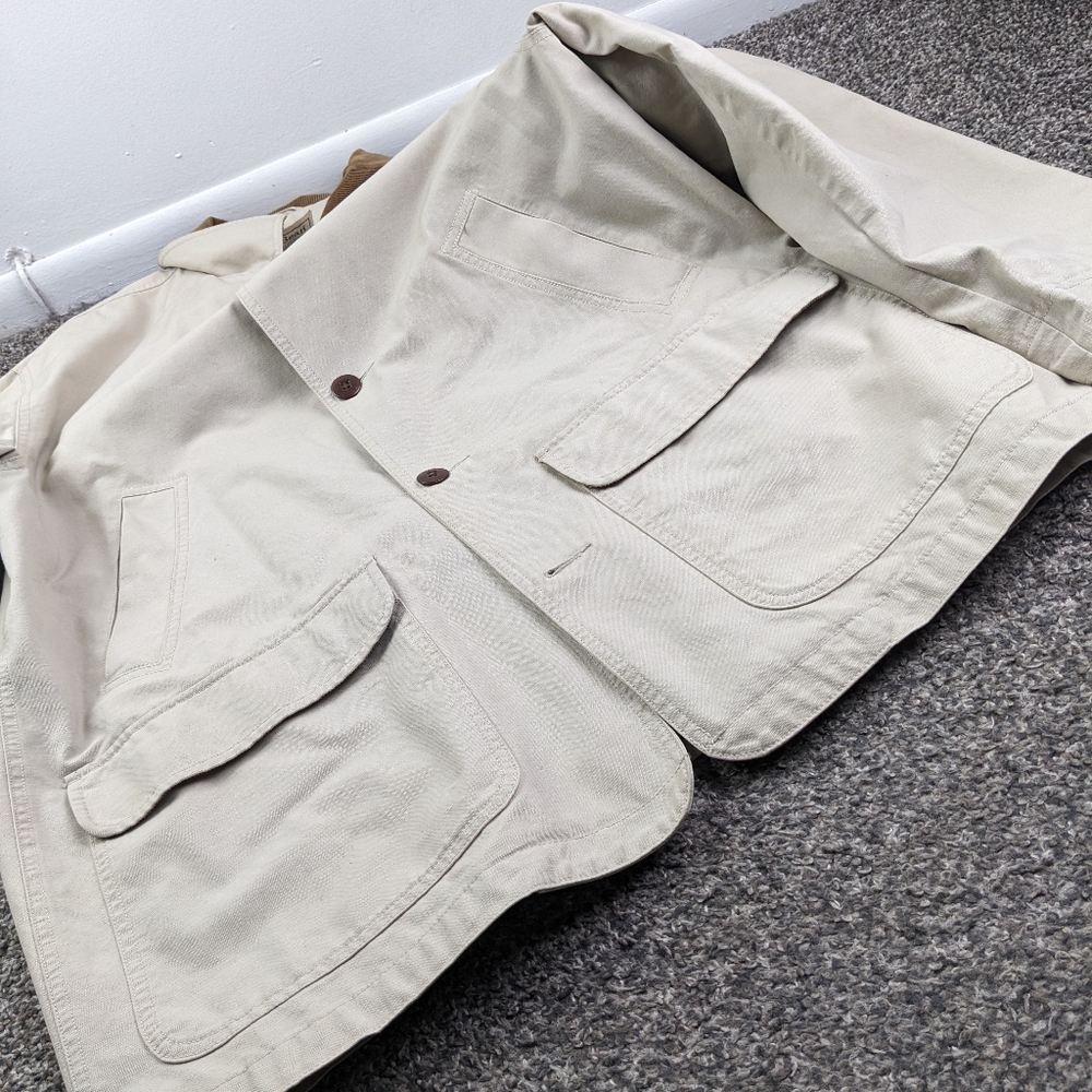 VTG LL Bean Jacket Canvas Chore Barn Corduroy Collar Flannel Lined Mens Large - Picture 11 of 13